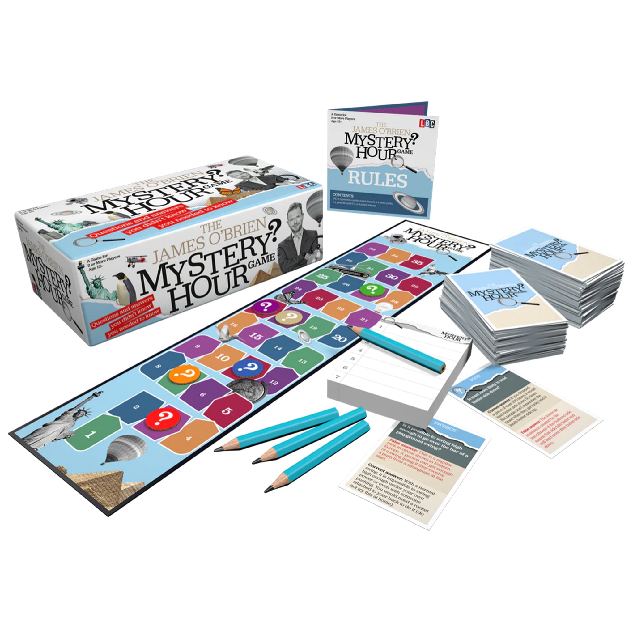 The James O'Brien Mystery Hour - The hit radio hour now a board game. Can you friends find the facts from the made-up answers to life little questions.