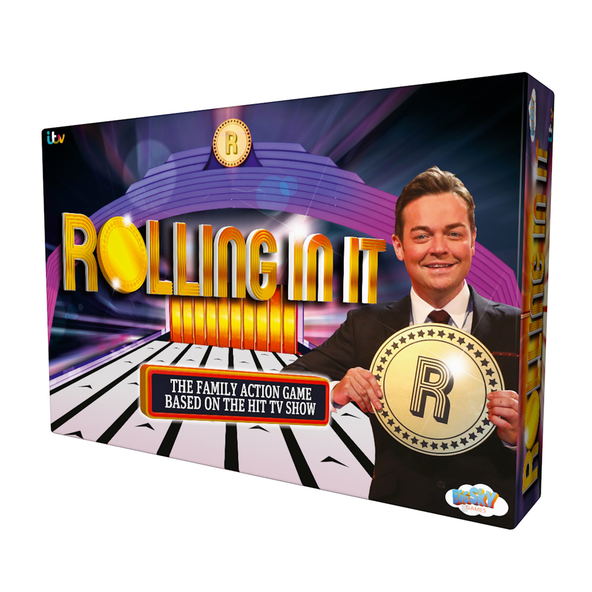 Stephen Mulhern presents the family, play at home, version of Rolling in It from ITV